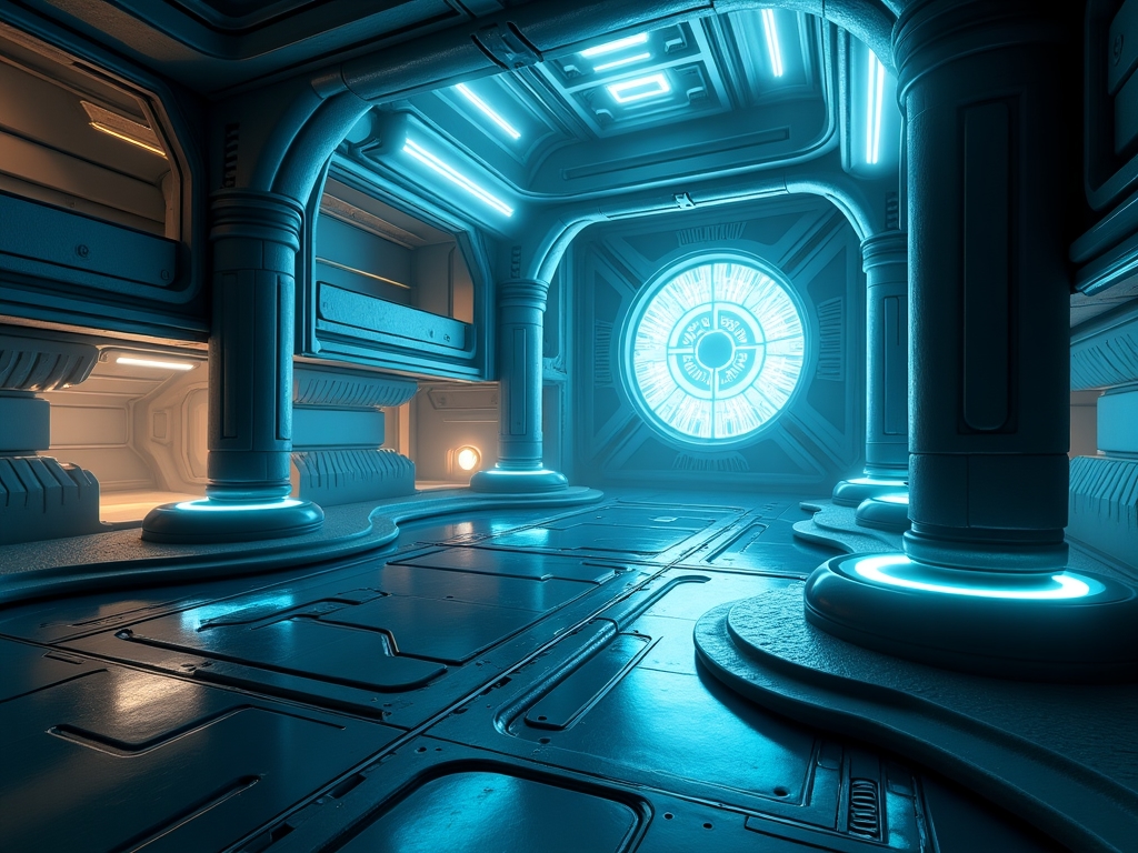 Realistic sci-fi environment model with detailed architecture