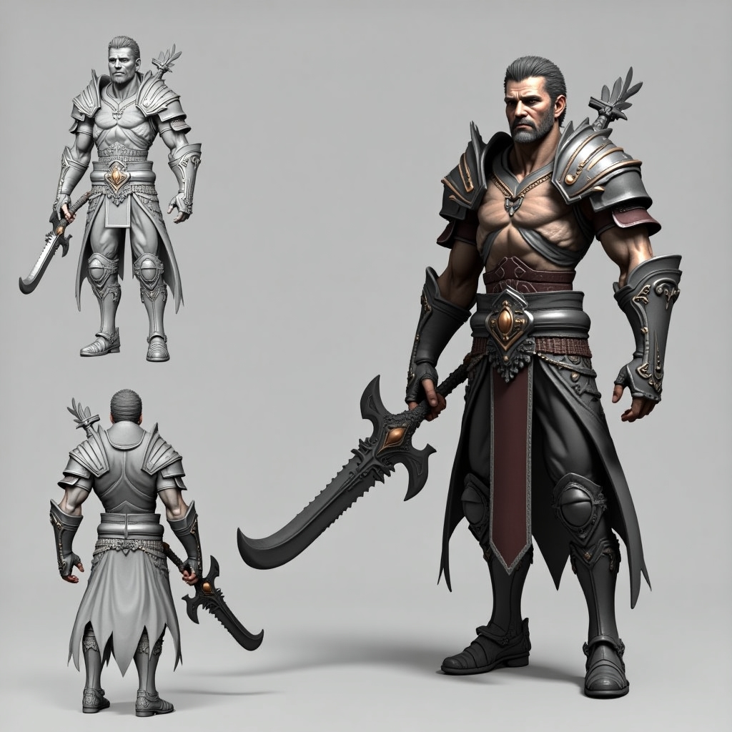 Stylized game character with textures and rig